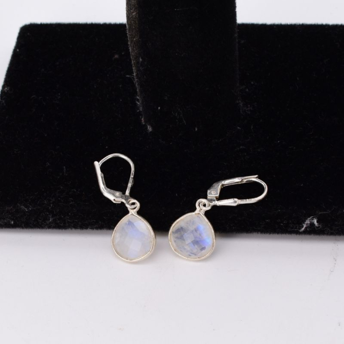 Cercei de argint cu tortita leverback, piatra lunii [4]