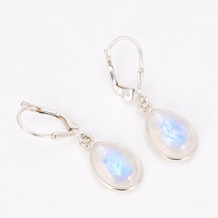 Cercei de argint cu tortita leverback, piatra lunii [3]