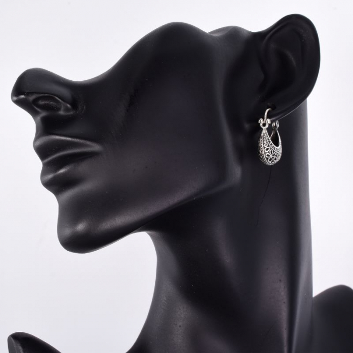 Cercei de argint cu tortita model Poseta cu Flori [2]