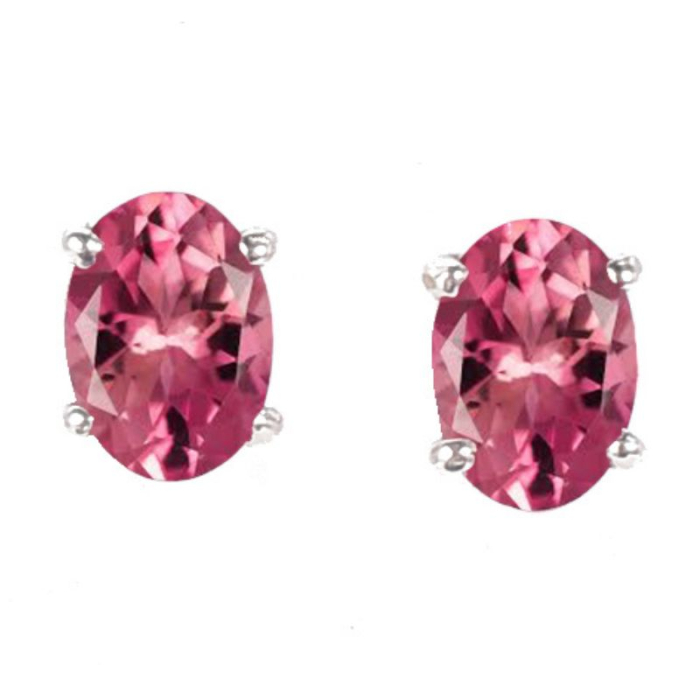 Cercei de argint cu turmalina roz oval, fatetat [1]