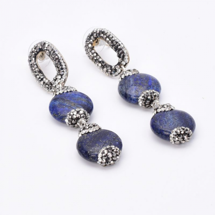 Cercei de argint eleganti cu lapis lazuli, hematit si CZ [4]