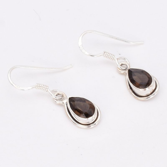 Cercei de argint lungi cu cuart fumuriu para, fatetat [3]