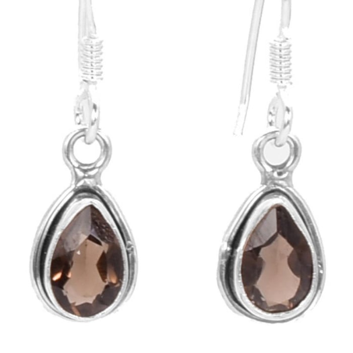 Cercei de argint lungi cu cuart fumuriu para, fatetat [1]