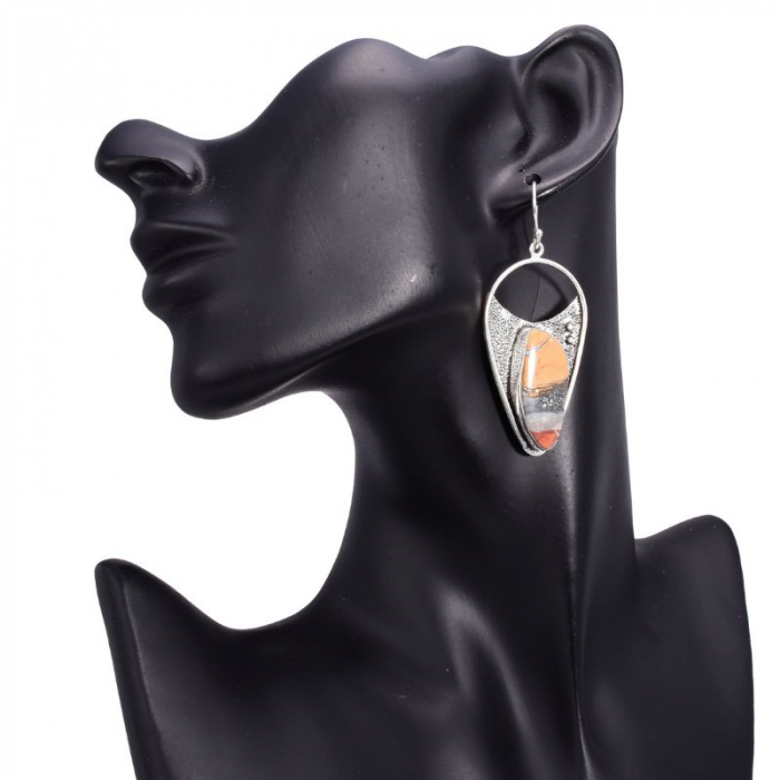 Cercei de argint lungi statement cu pietre jasp maligano [3]