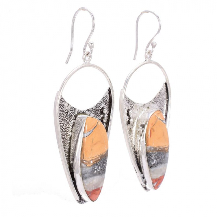 Cercei de argint lungi statement cu pietre jasp maligano [2]