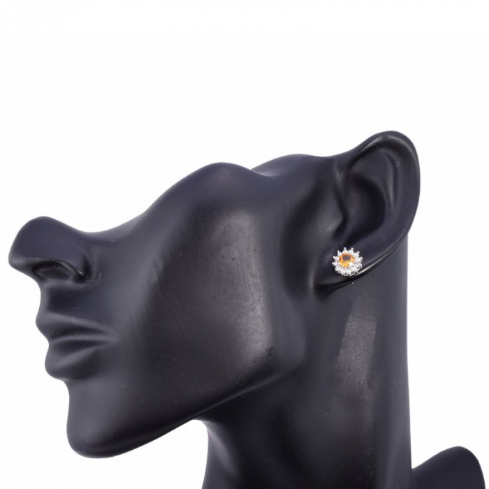 Cercei de argint Margarete cu pietre citrin si CZ [2]