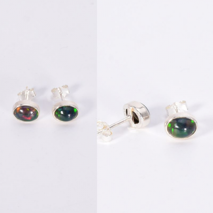 Cercei din argint cu opal negru etiopian [4]