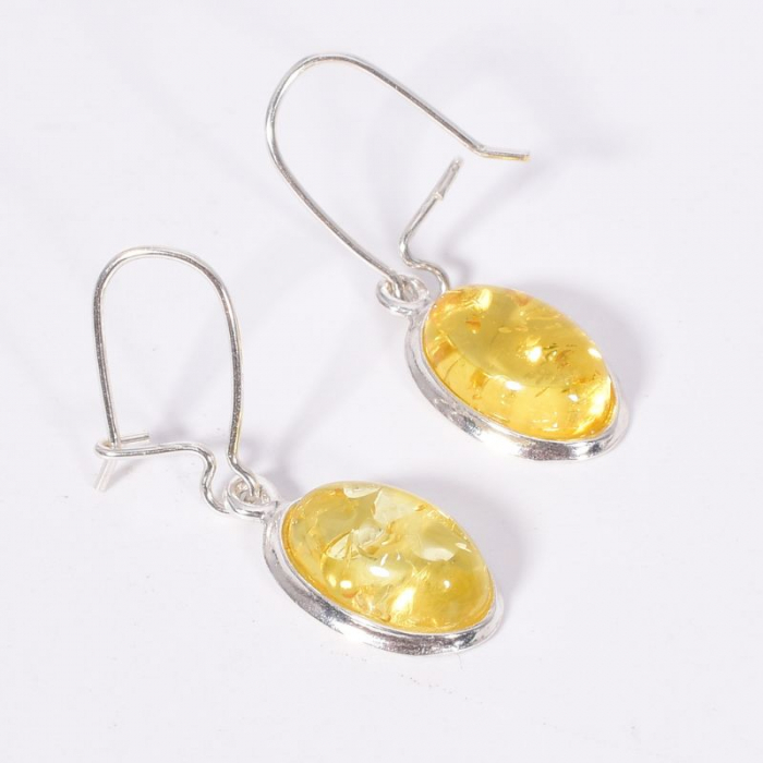 Cercei din argint cu pietre chihlimbar Miere de Salcam [4]