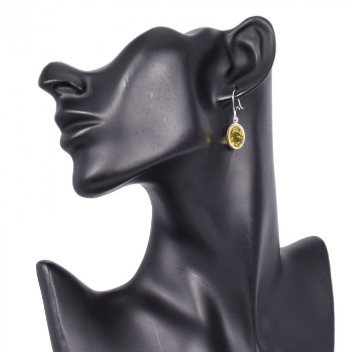 Cercei din argint cu pietre chihlimbar Miere de Salcam [3]