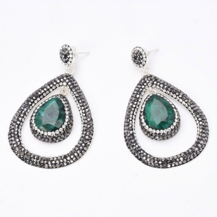 Cercei din argint cu smarald si hematit Stralucire Infinita [3]