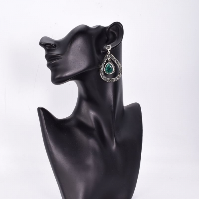 Cercei din argint cu smarald si hematit Stralucire Infinita [2]