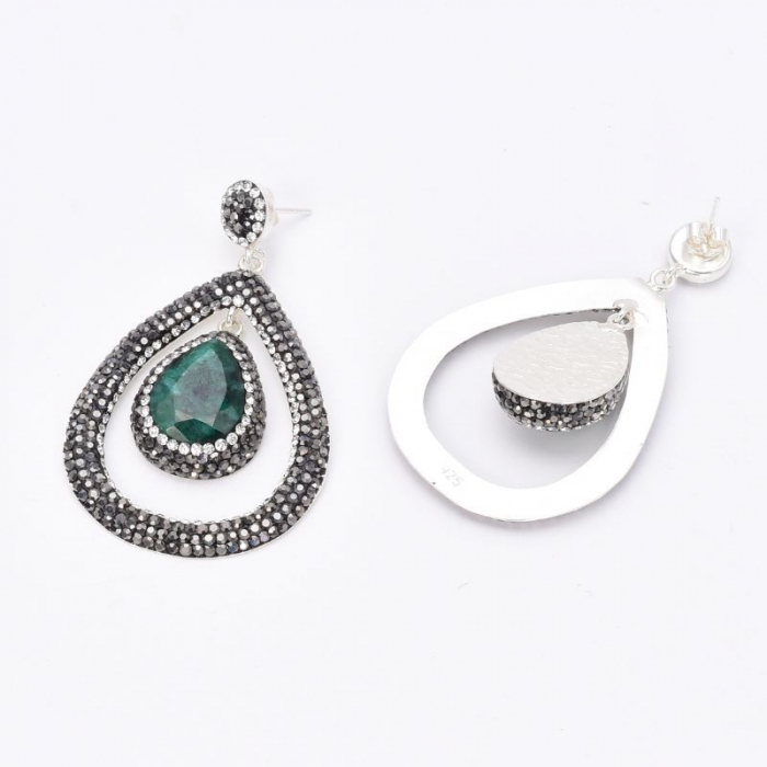 Cercei din argint cu smarald si hematit Stralucire Infinita [4]