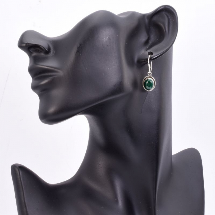 Cercei lungi argint malachit Funie Rasucita [3]