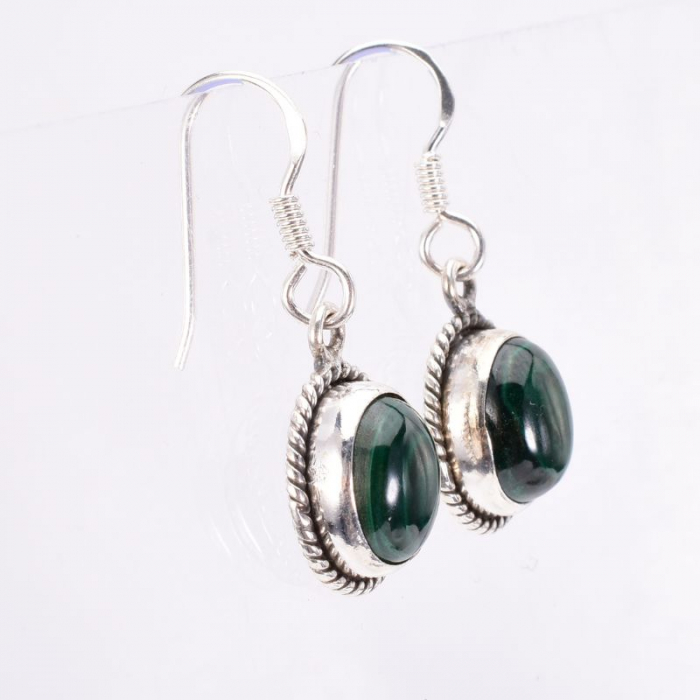 Cercei lungi argint malachit Funie Rasucita [2]