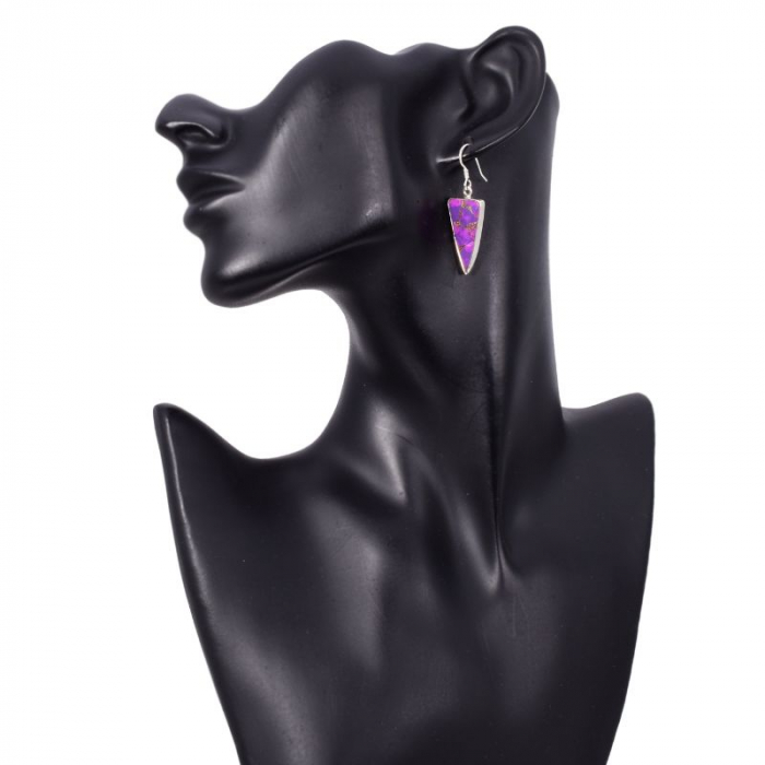 Cercei lungi argint - turcoaz cupru Triunghi Purpuriu [2]