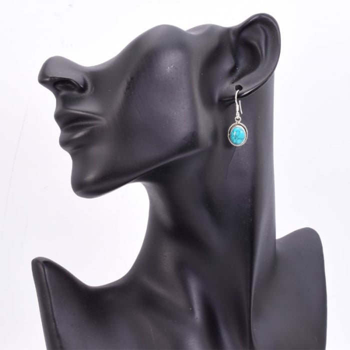 Cercei lungi argint cu turcoaz Funie Rasucita [3]