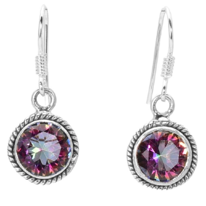 Cercei lungi cu topaz mistic din argint, funie rasucita [1]