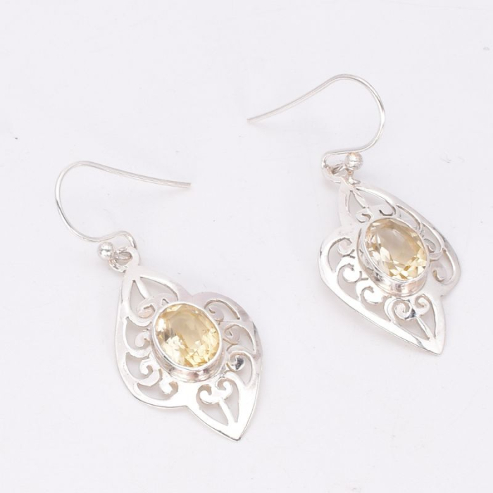 Cercei lungi de argint cu citrin oval Accent Solar [1]