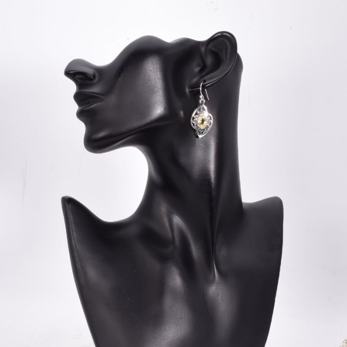 Cercei lungi de argint cu citrin oval Accent Solar [2]