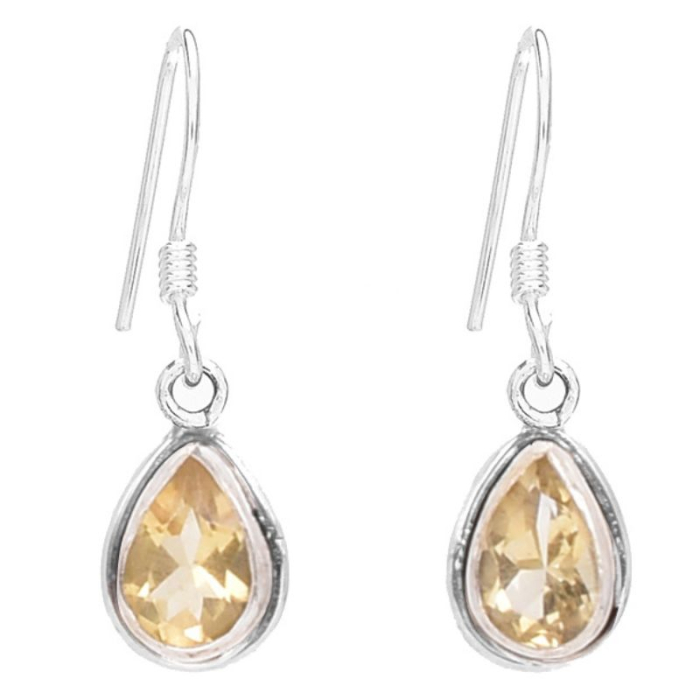 Cercei lungi de argint cu citrin para, fatetat [1]
