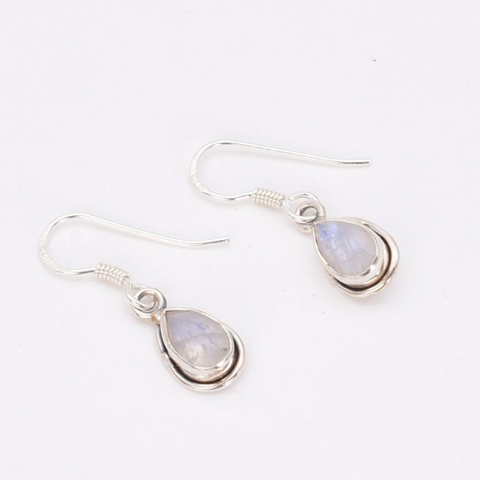 Cercei lungi de argint cu piatra lunii para, fatetat [4]