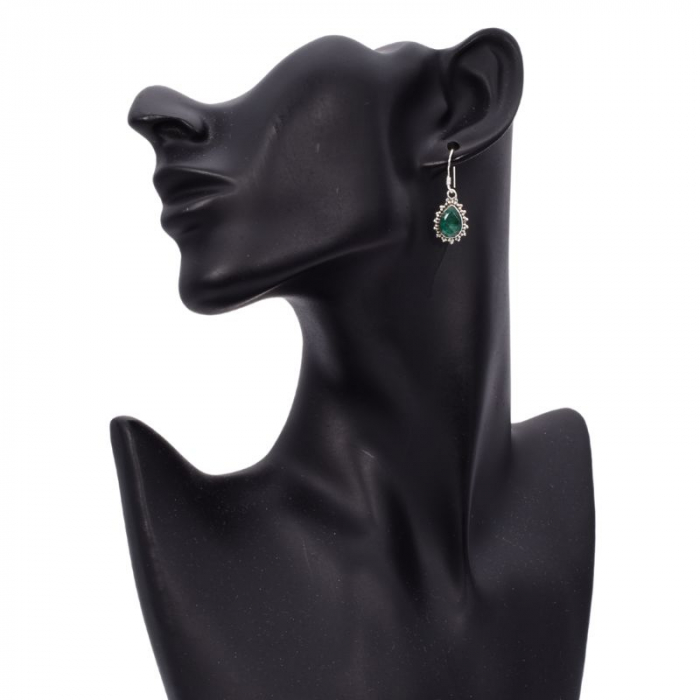 Cercei lungi din argint cu smarald verde-pin [2]