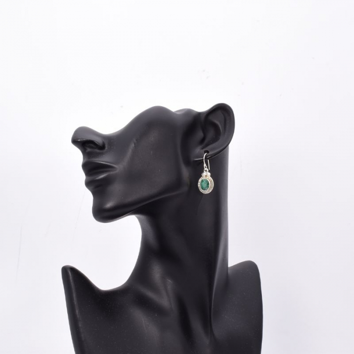 Cercei din argint handmade cu smarald natural fațetat [2]