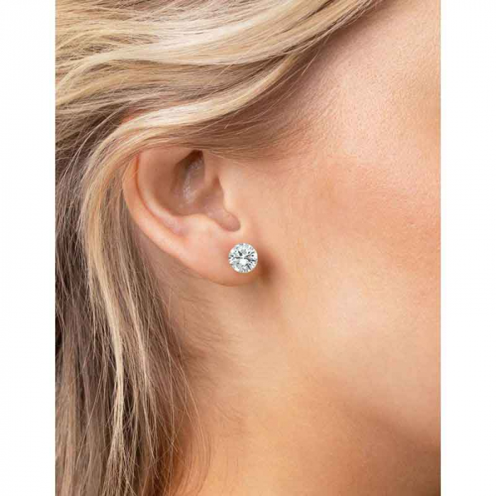 Cercei mici, rotunzi din argint cu pietre cubic zirconia [2]