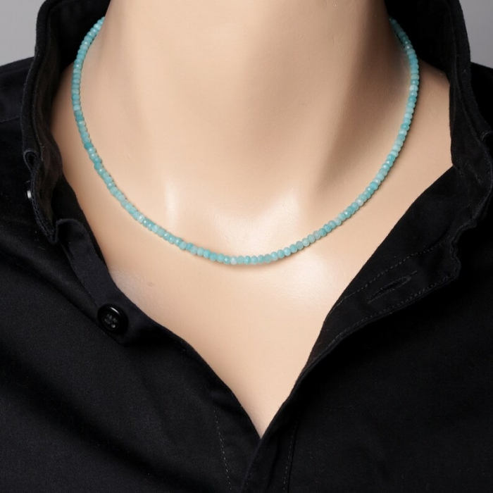 Colier argint amazonit 3 mm, lungime 45 cm [2]