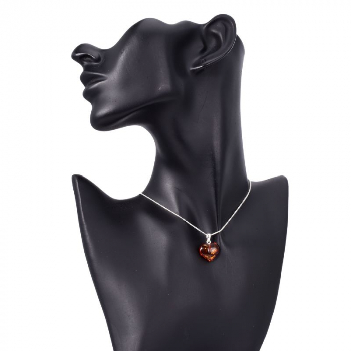 Colier argint chihlimbar baltic Inima de Aur [3]