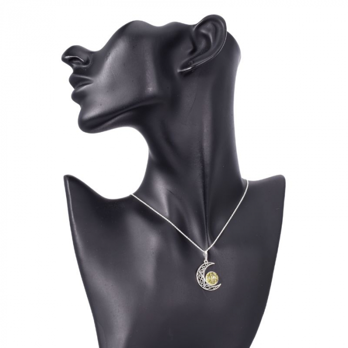 Pandantiv argint chihlimbar galben Fazele Lunii [3]