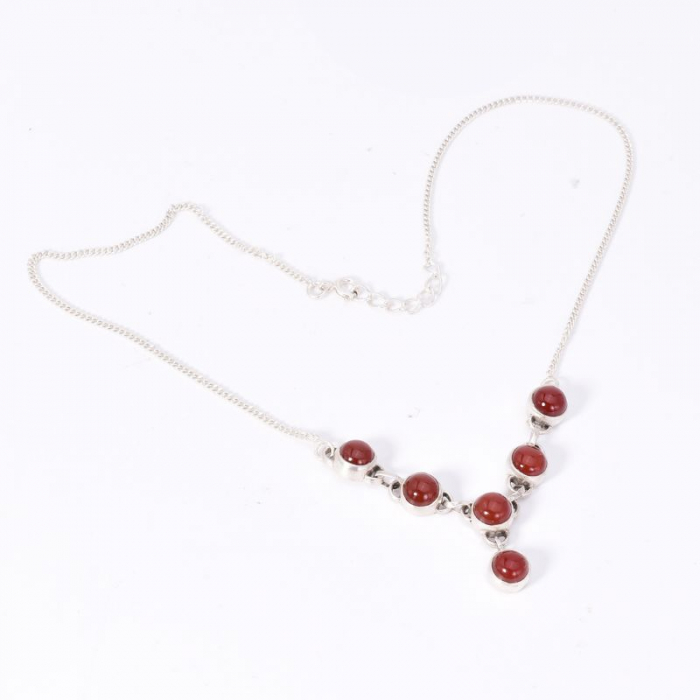 Colier argint cu pietre agat rosu translucid [2]