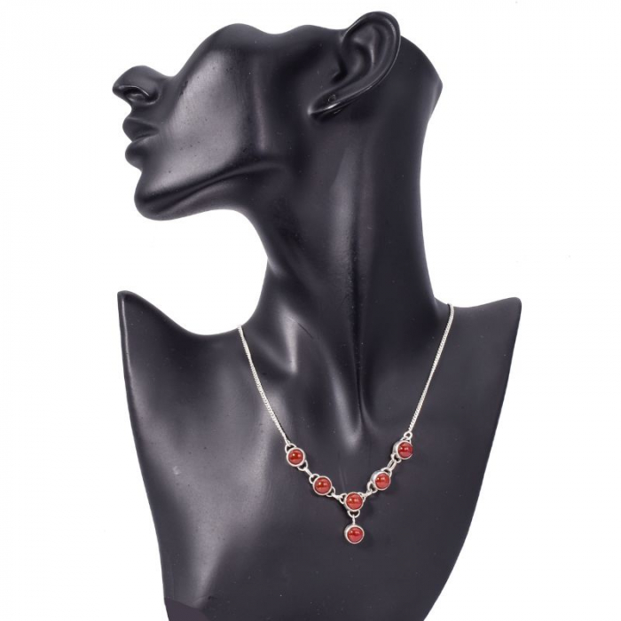 Colier argint cu pietre agat rosu translucid [3]