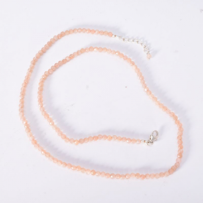 Colier argint piatra lunii piersica 3 mm [3]