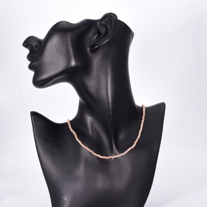 Colier argint piatra lunii piersica 3 mm [2]