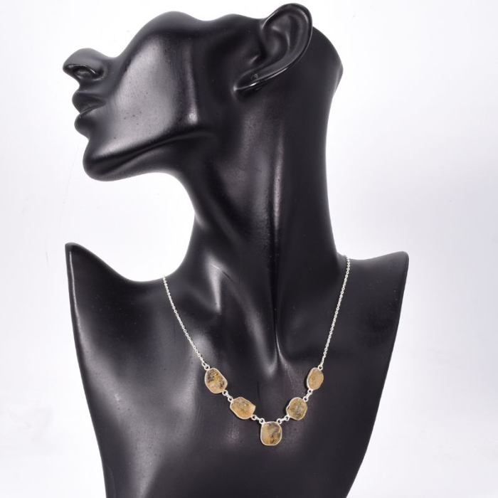 Colier cu citrin brut din argint Sclipiri de Miere [2]