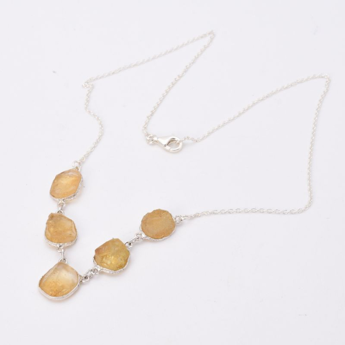 Colier cu citrin brut din argint Sclipiri de Miere [4]