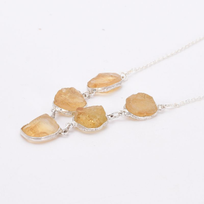 Colier cu citrin brut din argint Sclipiri de Miere [5]