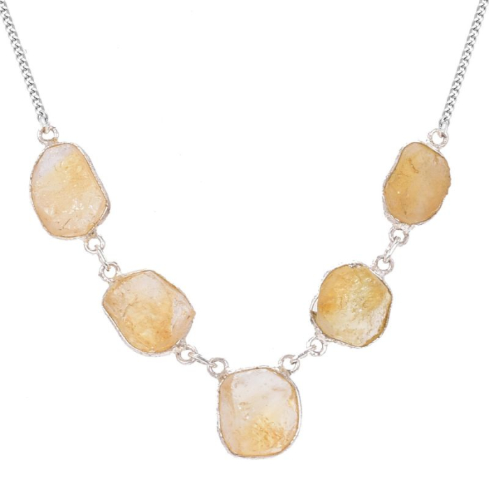 Colier cu citrin brut din argint Sclipiri de Miere [1]
