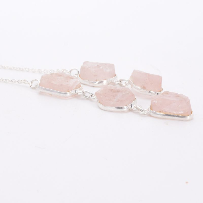 Colier cu cuart roz brut din argint Soaptele Iubirii [4]
