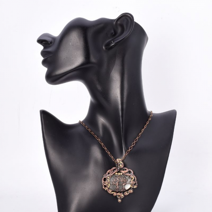 Colier cupru cu obsidian Copacul Vietii [2]