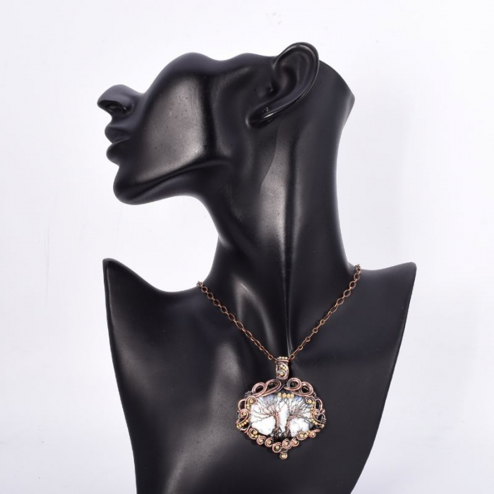 Colier cupru cu opal dendritic Copacul Vietii [2]