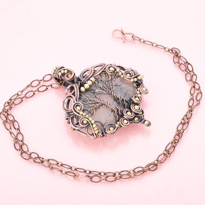 Colier cupru cu prehnit Copacul Vietii [4]