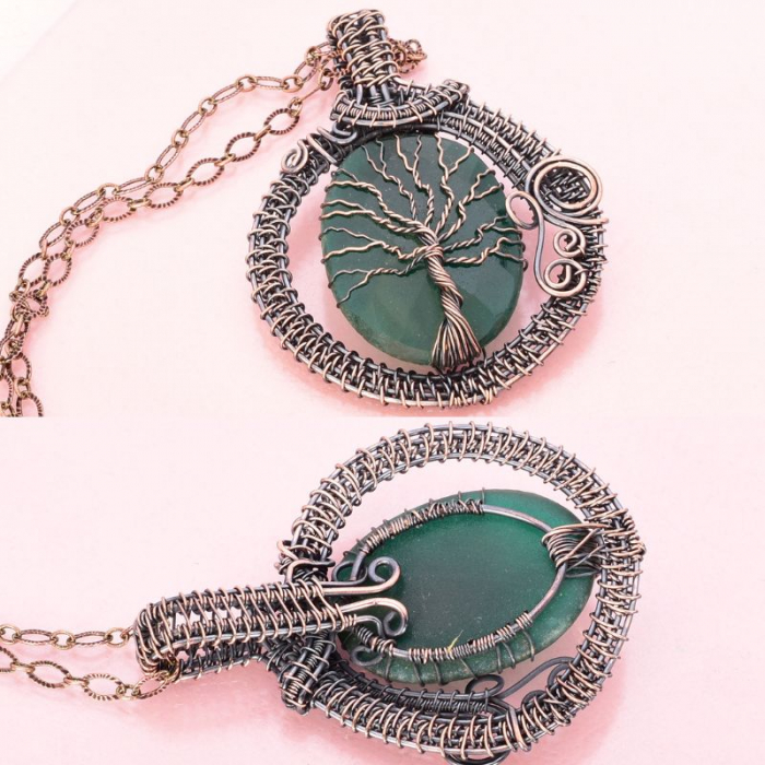 Colier cupru cu smarald Pomul Vietii [4]