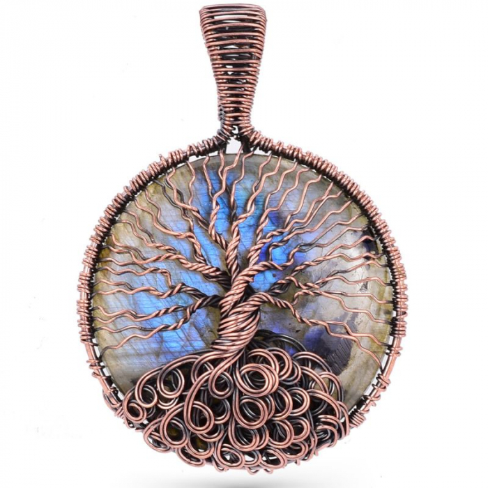 Colier cupru cu labradorit albastru Arborele Vietii [4]