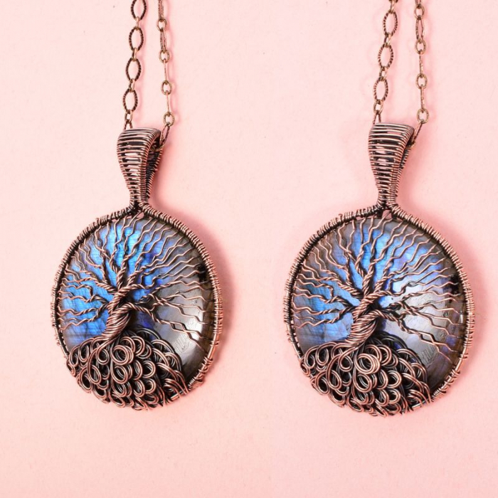 Colier cupru cu labradorit albastru Arborele Vietii [2]
