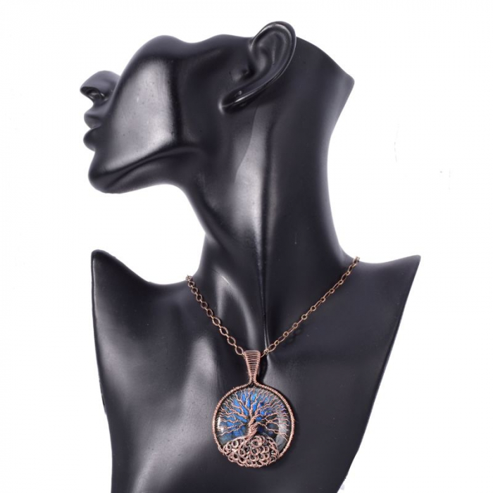 Colier cupru cu labradorit albastru Arborele Vietii [3]