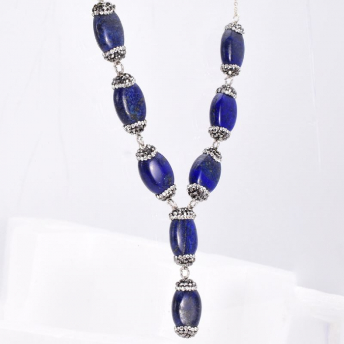 Colier de argint cu lapis lazuli, hematit si CZ [5]