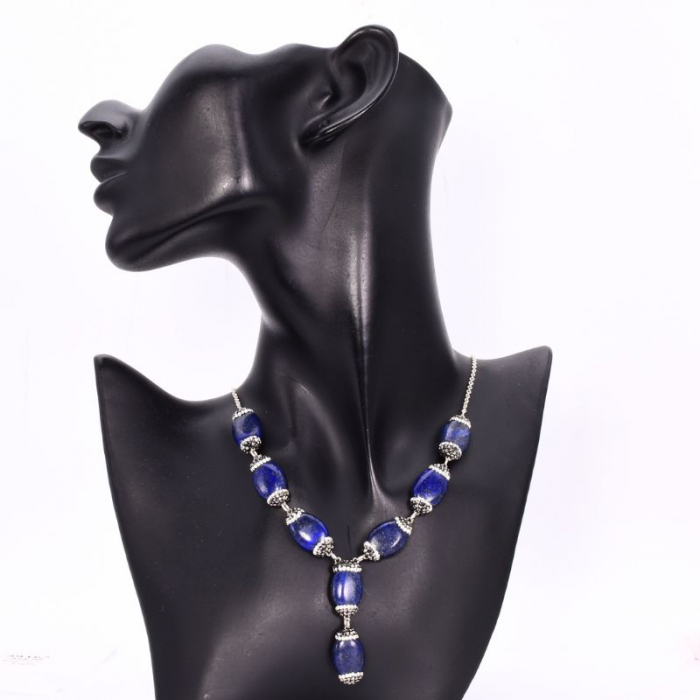 Colier de argint cu lapis lazuli, hematit si CZ [2]