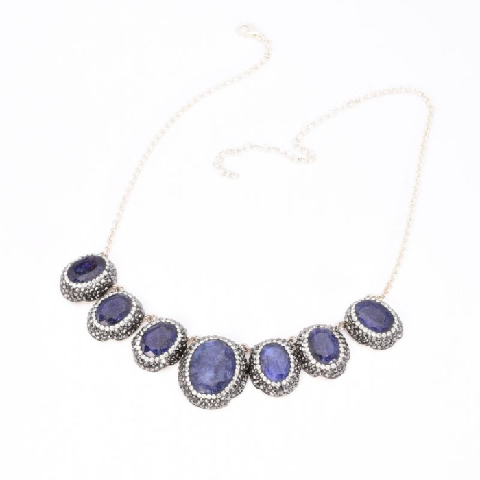 Colier din argint cu safir, hematit si CZ Regina Anatoliei [4]